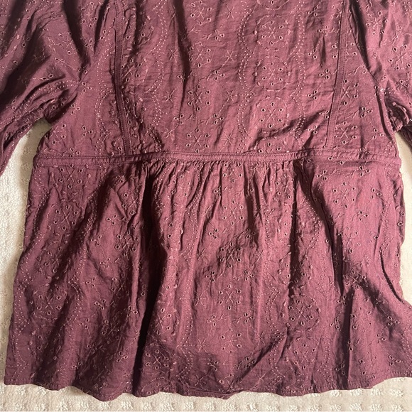 Old Navy burgundy eyelet long sleeve blouse - Picture 15 of 15